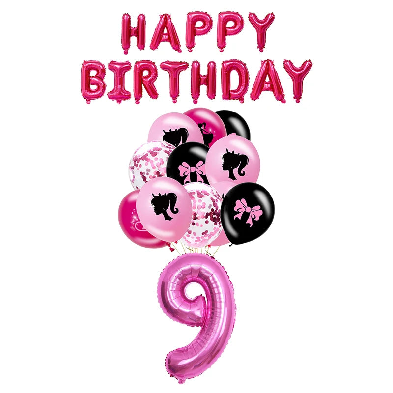 New Princess Birthday Party Decoration Tableware Pink Princess Theme Plates Cups Napkins Ballon Girl Birthday Party Supplies kit
