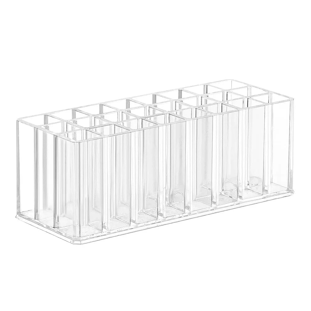 Acrylic Lip Gloss Holder Organizer, Lipstick Holder, 24 Slots Makeup Lip Gloss Lipstick Brushes Storage Display Case