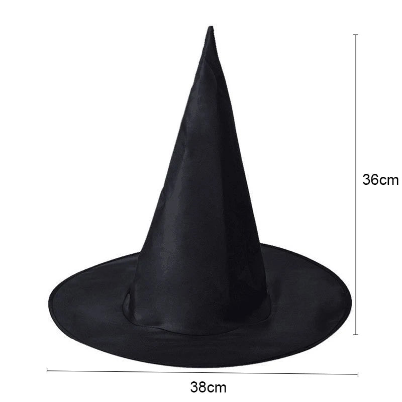 Witch Hat Black Folds Wizard Hats for Women Men