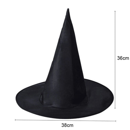 Witch Hat Black Folds Wizard Hats for Women Men