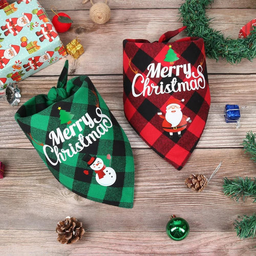 1/2pc Christmas Pet Triangle Scarf Dog Bandanas Saliva Towel For Holiday Party Decor Adjustab Scarf For Small & Large Sized Dogs