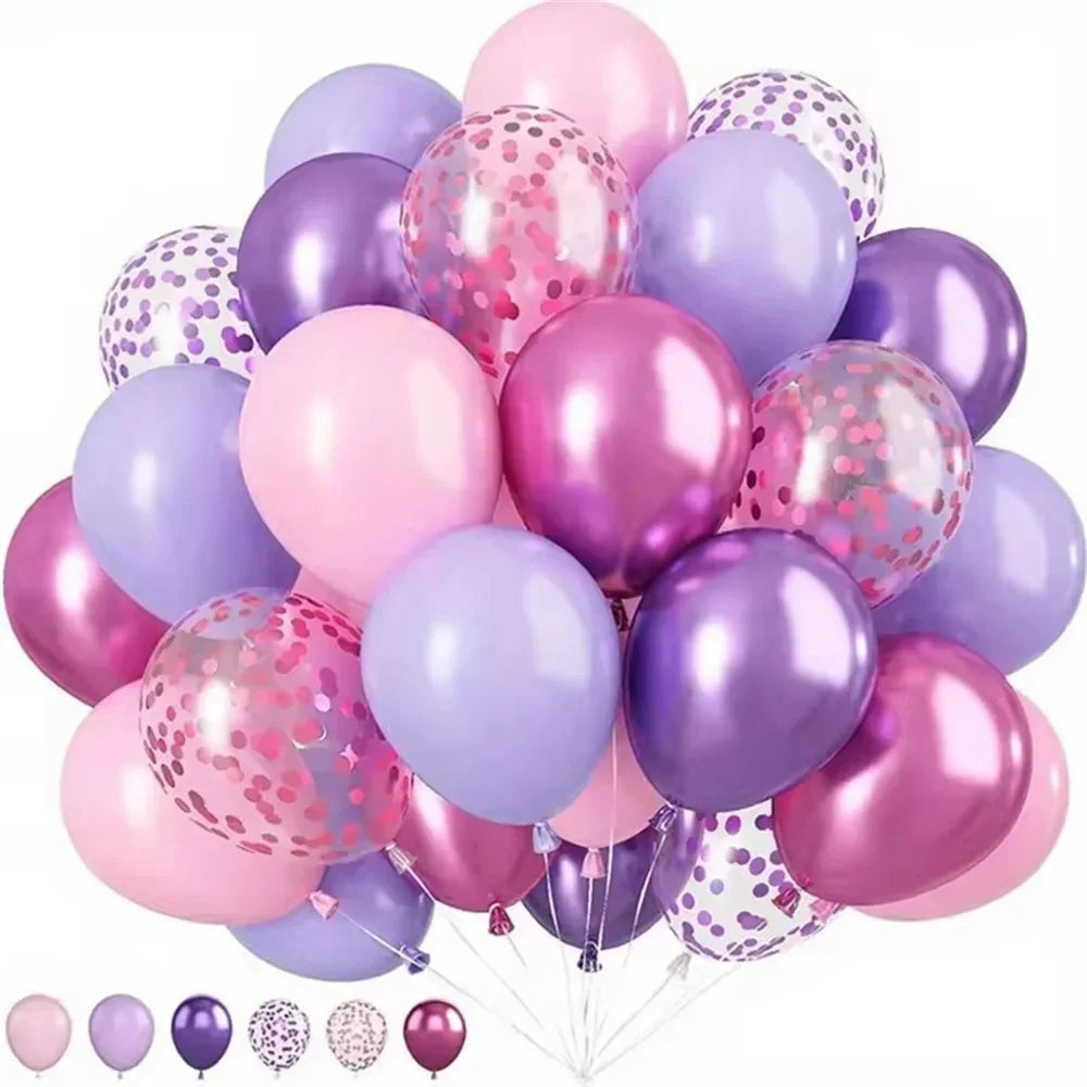 50Pcs Pink Purple Balloons 10 Inch Confetti Metallic Latex Balloons Party Wedding Birthday Decor Decorations