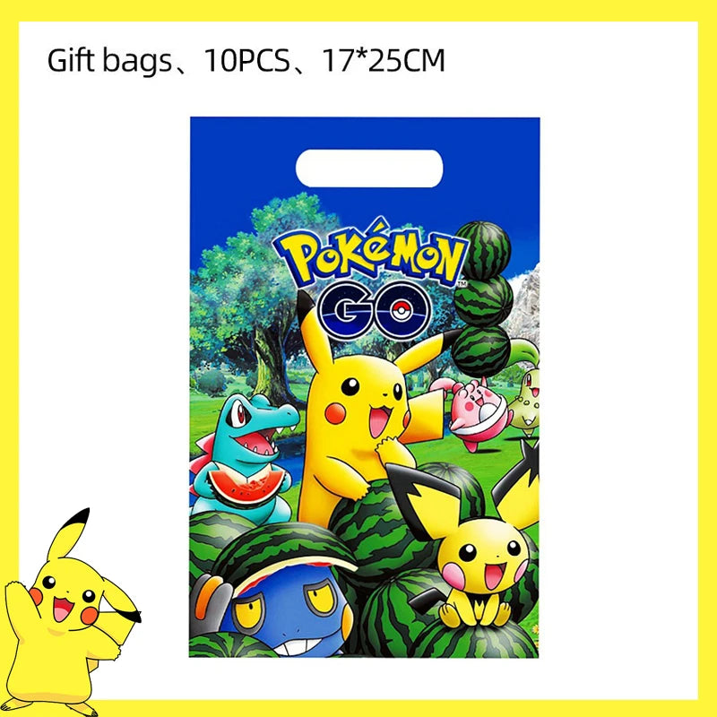Pokemon Birthday Party Decoration Pikachu Disposable Tableware Cup Napkin Plate Tablecloth Baby Shower Cake Topper Flag Balloons