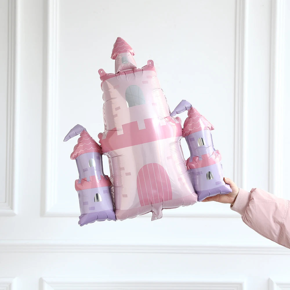 Princess Birthday Party Decor Pink Castle Carriage Crown Cat Birthday Cake Foil Balloon Girl Birthday Baby Shower Party Supplies