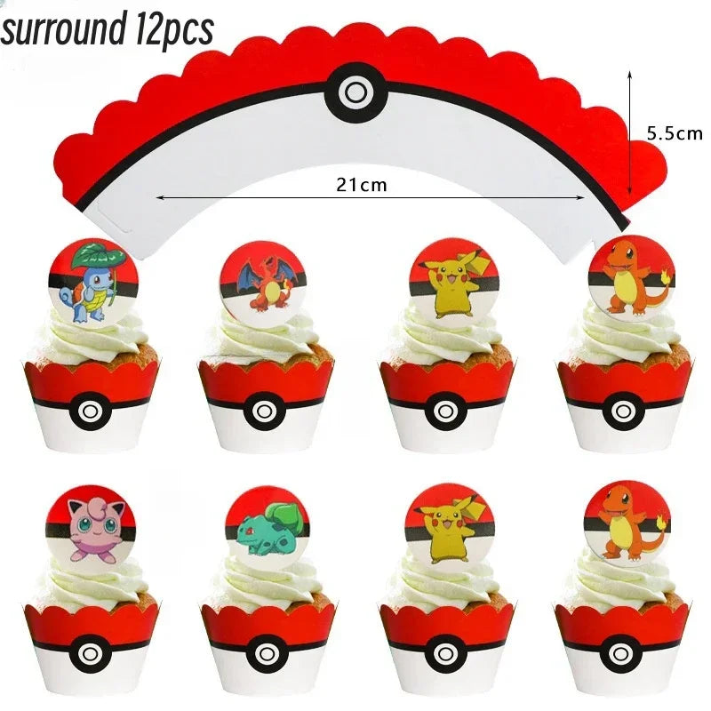 Topper Pokemon Cake Birthday Pokemon Decoration Cake Topper Pikachu Cupcake Topper Baby Shower Baking DIY Supplies Party Favors