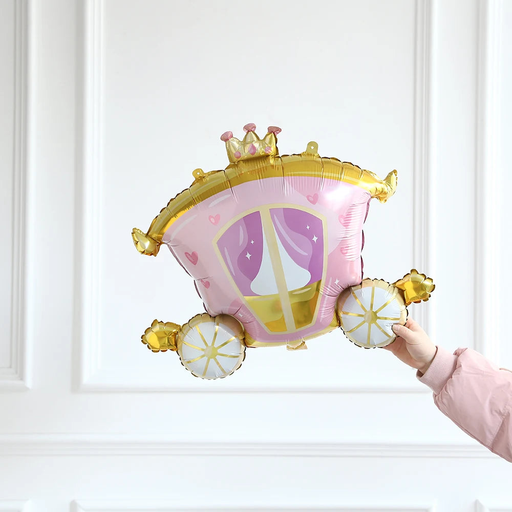 Princess Birthday Party Decor Pink Castle Carriage Crown Cat Birthday Cake Foil Balloon Girl Birthday Baby Shower Party Supplies