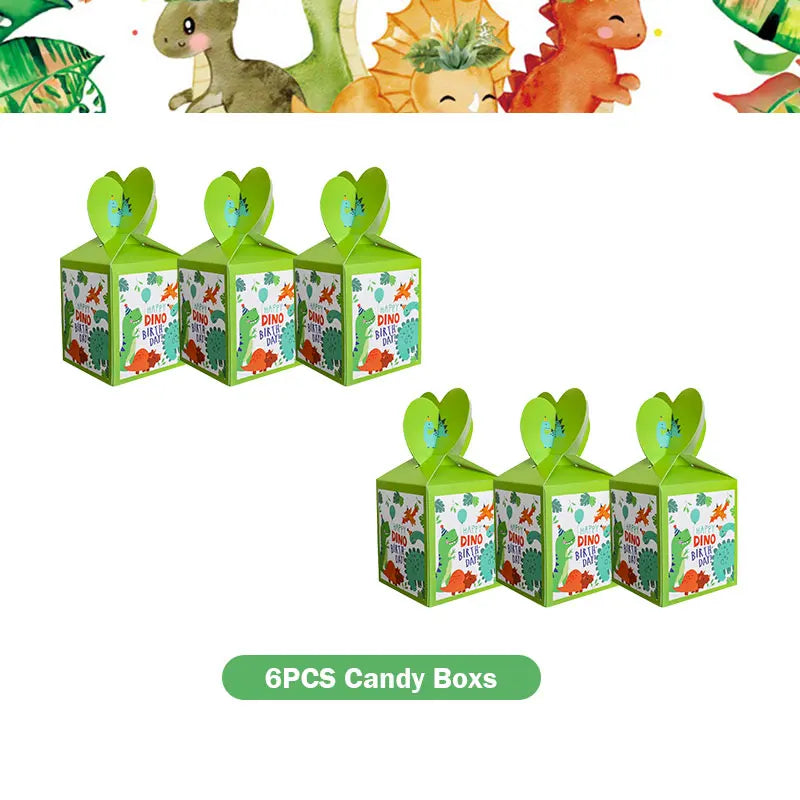 Dinosaur Birthday Decoration Party Supplies Set Cup Plate Tablecloth Dinosaur Balloons Happy Banner Cake Topper for Kids Favors