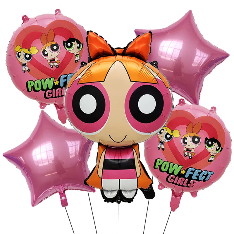 Cute Cartoon Girls Theme Birthday Balloon Set 1-9 Years Number Balloons Cake Topper Party Decor