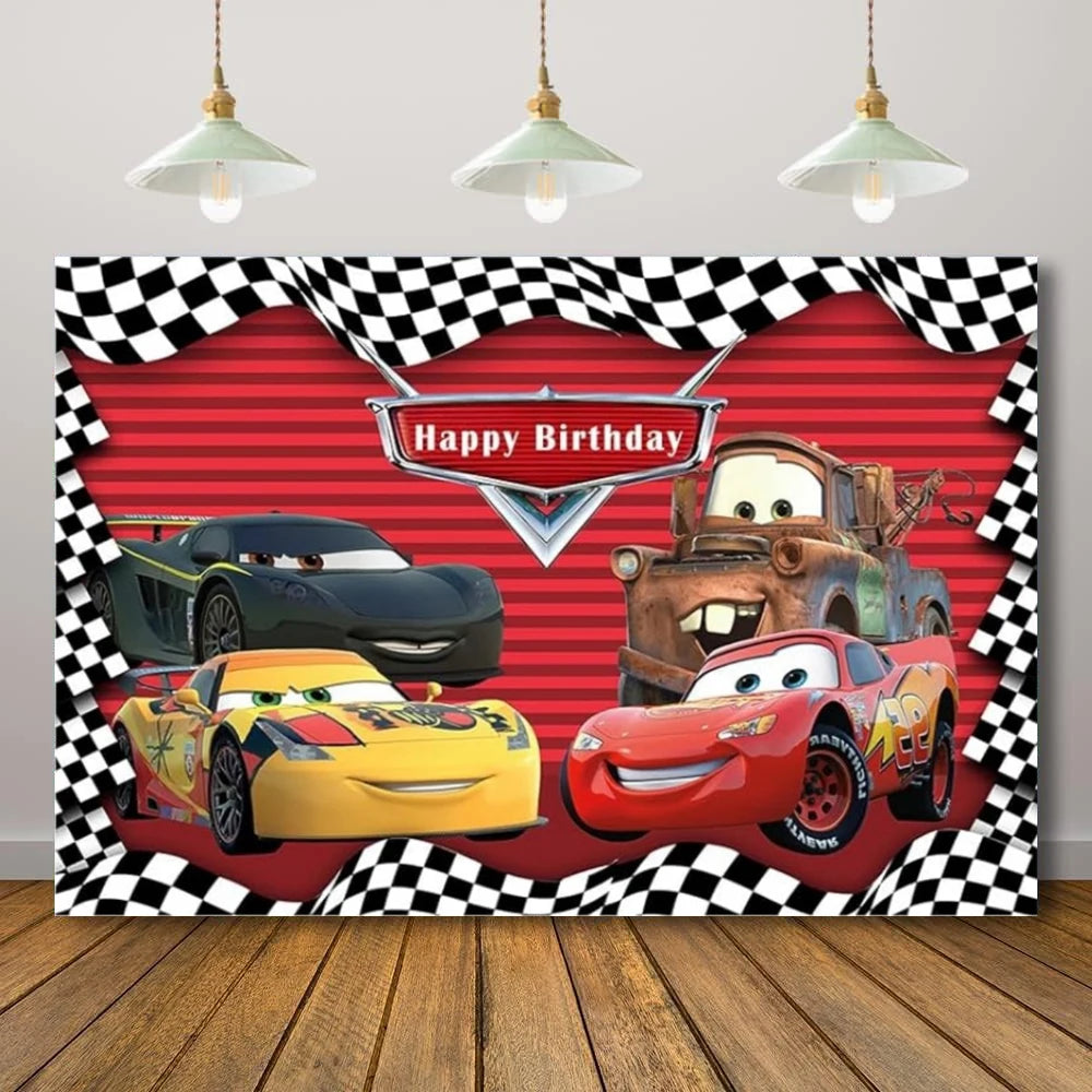 Photography Backdrop Cartoons Cars Theme For Kids Birthday Party Background Cake Table Decor Banner Can Be Customize Name