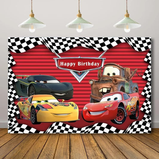 Photography Backdrop Cartoons Cars Theme For Kids Birthday Party Background Cake Table Decor Banner Can Be Customize Name