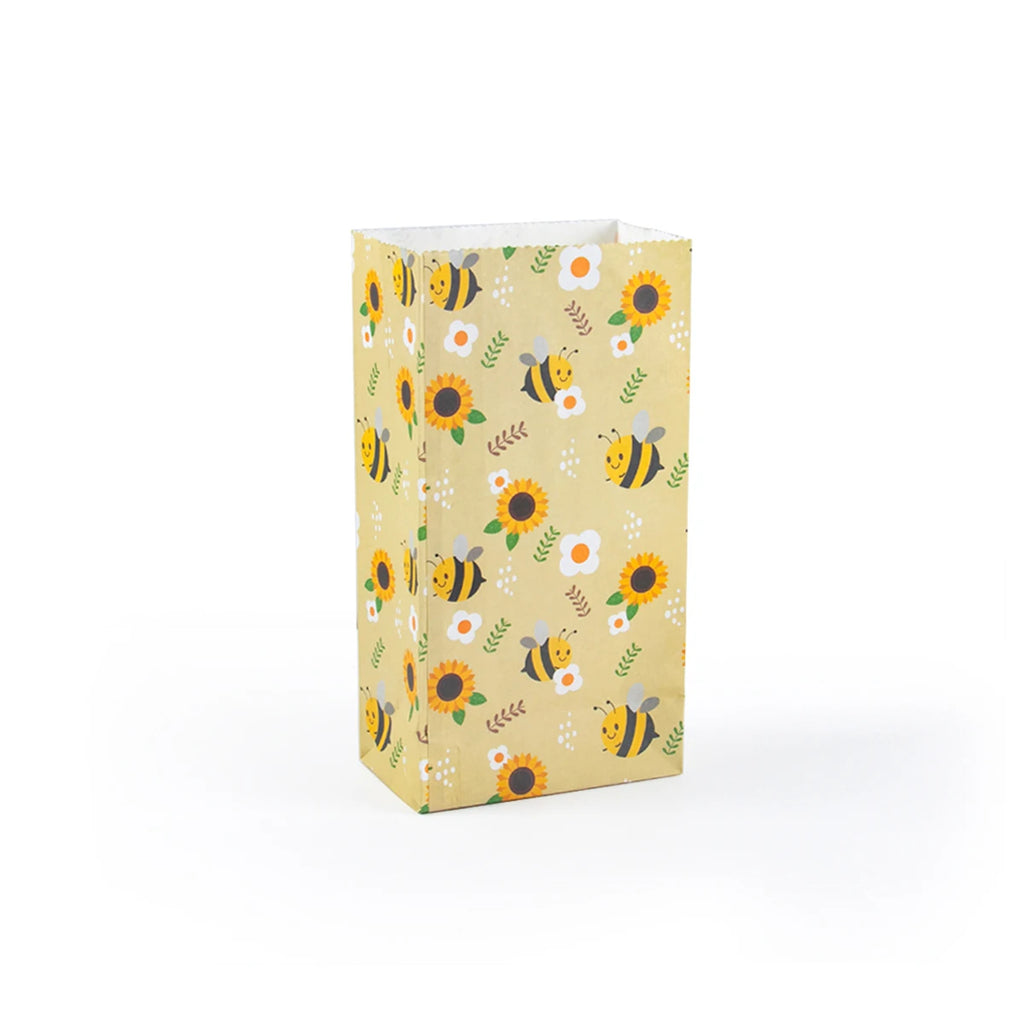 10/20pcs Yellow Bee Gift Bag Cute Bee Sunflower Print Paper Bags Birthday Party Packing Supplies Summer Party Candy Bag Kid Gift