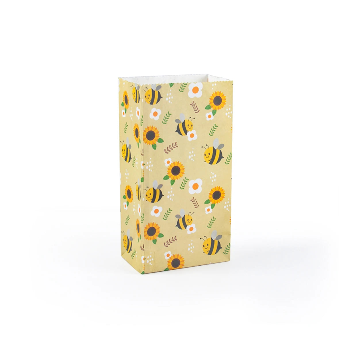 10/20pcs Yellow Bee Gift Bag Cute Bee Sunflower Print Paper Bags Birthday Party Packing Supplies Summer Party Candy Bag Kid Gift
