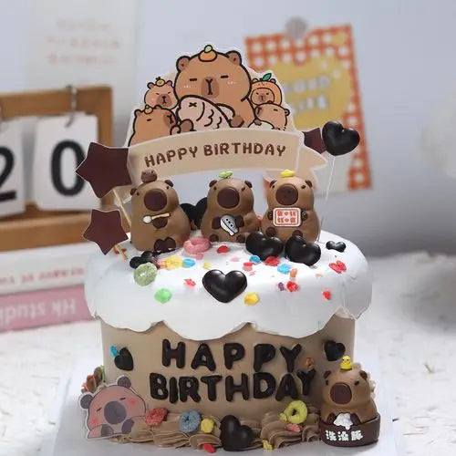 Capybara Cake Topper Set Capybara Birthday Party Supplies Cake Decorations For Kids Happy Birthday Party Decors Capybara Party