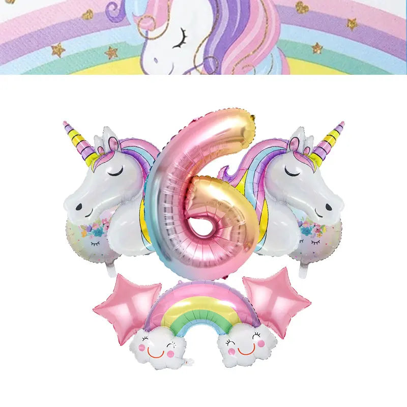 Unicorn Girls Birthday Decoration Party Supplies Unicorn Theme Tableware Set Cup Plate Balloon Banner Gift  for Kids Party Favor