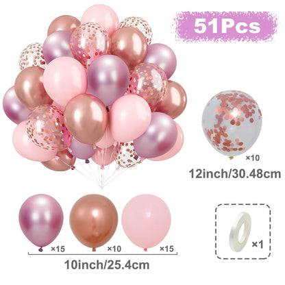 31/36/37/51/101Pcs Metallic Balloons Pearl Latex Balloon Gold Confetti Balloons for Birthday Weddings Baby Shower Party Decor
