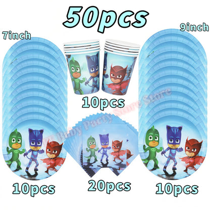 Super Hero PJed Mask Birthday Party Decoration Kids Boys Party Favors Plate Cup Balloon Banner Baby Shower Event Supplies Gifts