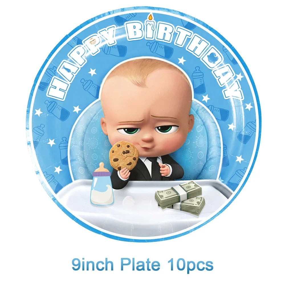 Bossed Baby Birthday Party Decoration Tableware Plates Cups Napkins Hat Balloon Baby Shower Kids Party Favors Party Supplies Kit