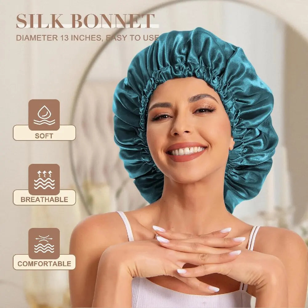Satin Bonnet Silk Bonnet Hair Bonnet Sleeping Slouchy Beanie Hat Satin Sleep Cap Nightcap Bonnets For Women's Natural Curly Hair