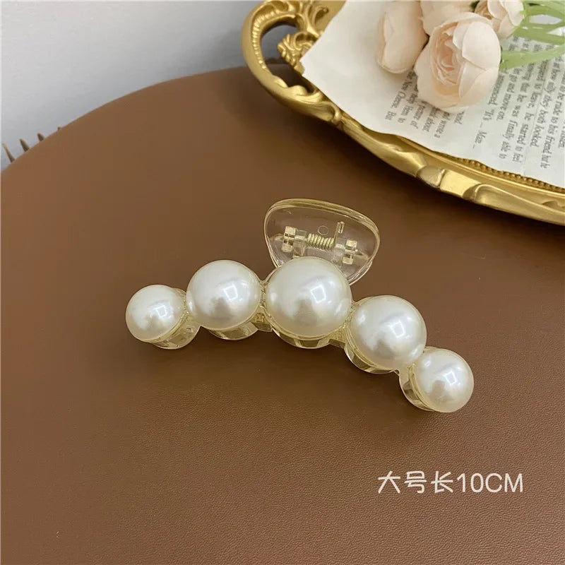 Elegant Hyperbole Big Pearls Acrylic Hair Claw Clips