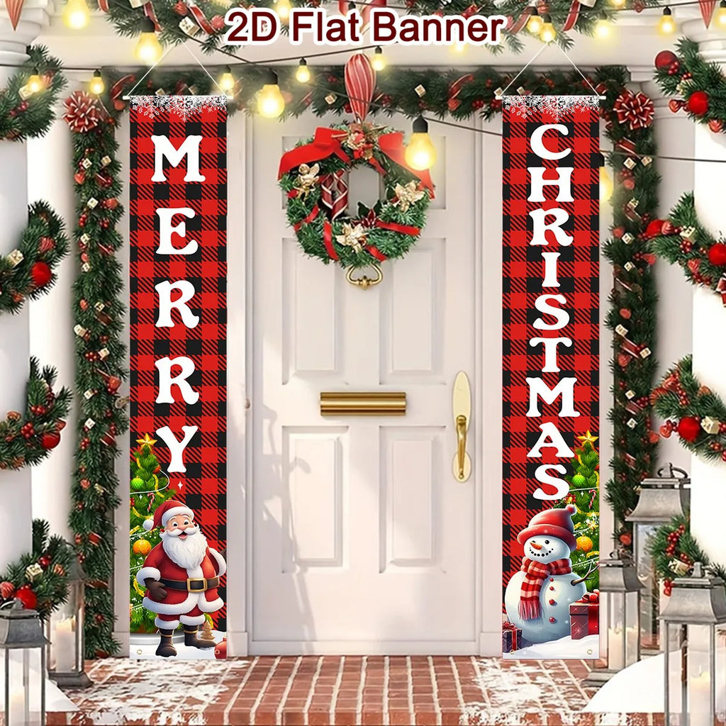 Merry Christmas Door Banner Decoration 2025 Christmas Decor for Home Xmas Hanging Ornaments Navidad Noel Gifts New Year 2026