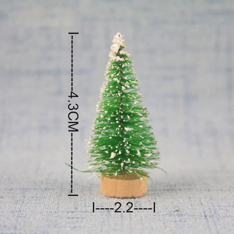 12Pcs Mini Christmas Tree DIY Ornament Artificial Pine Sisal Snow Landscape Xmas Trees Decoration Tabletop Navidad Decor Gifts