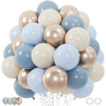60PC 12" Dusty Blue/Slate Blue/Sand White/Champagne Gold Confetti Balloons Set for Baby Shower Wedding Graduation Birthday Elega