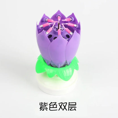 Birthday Lotus Candle with Music & Rotating Flower Design