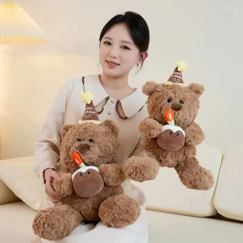 Cake Bear Teddy Bear Plush Toy Stuffed Animal Doll for Girls Valentine's Day Birthday Gift