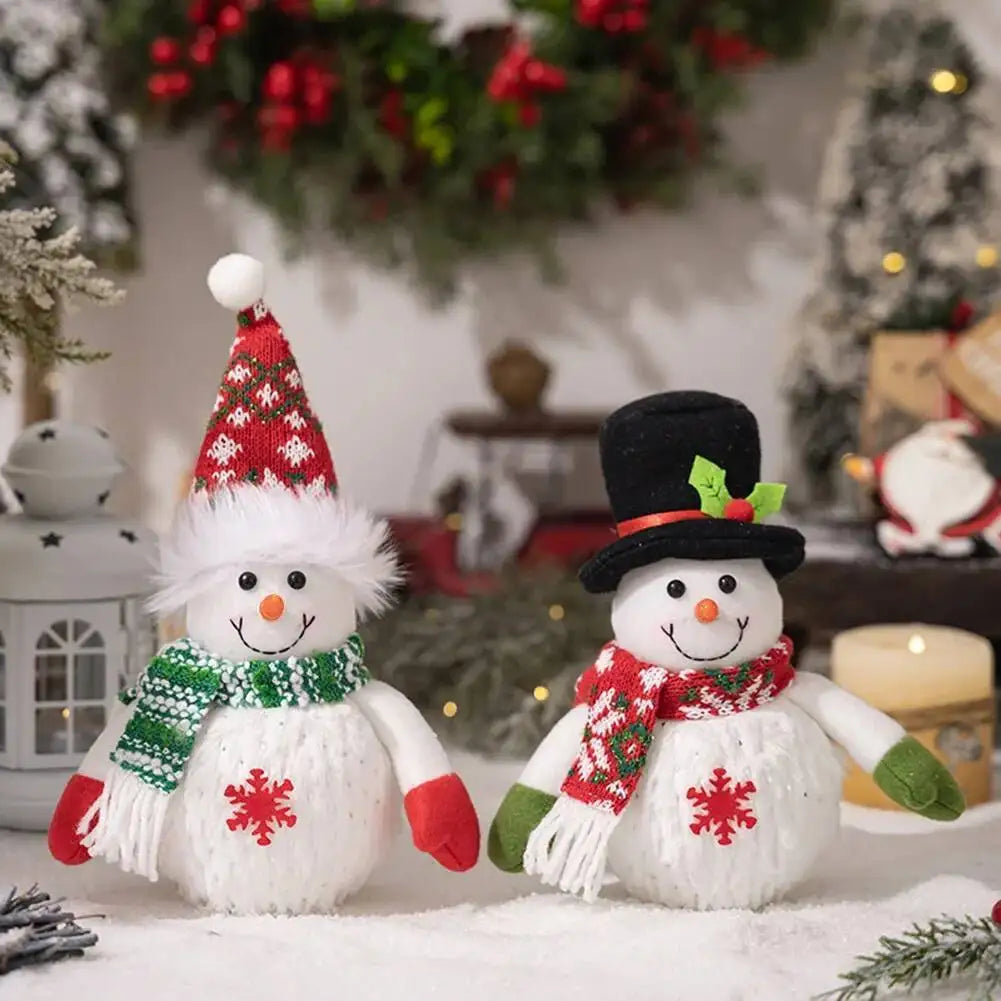 Christmas Glowing Snowman Figurine Xmas Snowflake Lighted Snowman Figurine Decorative Item Snowmen with Top Hat Christmas Gift