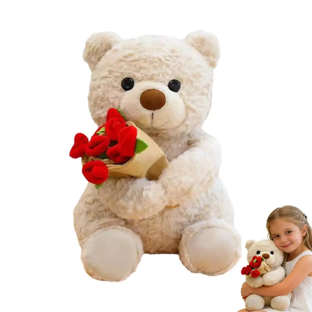 New Hot Sale Teddy Bear with Roses Plush Toy Soft Bear Stuffed Doll Romantic Gift for Lover Home Decor Girls Birthday Gift