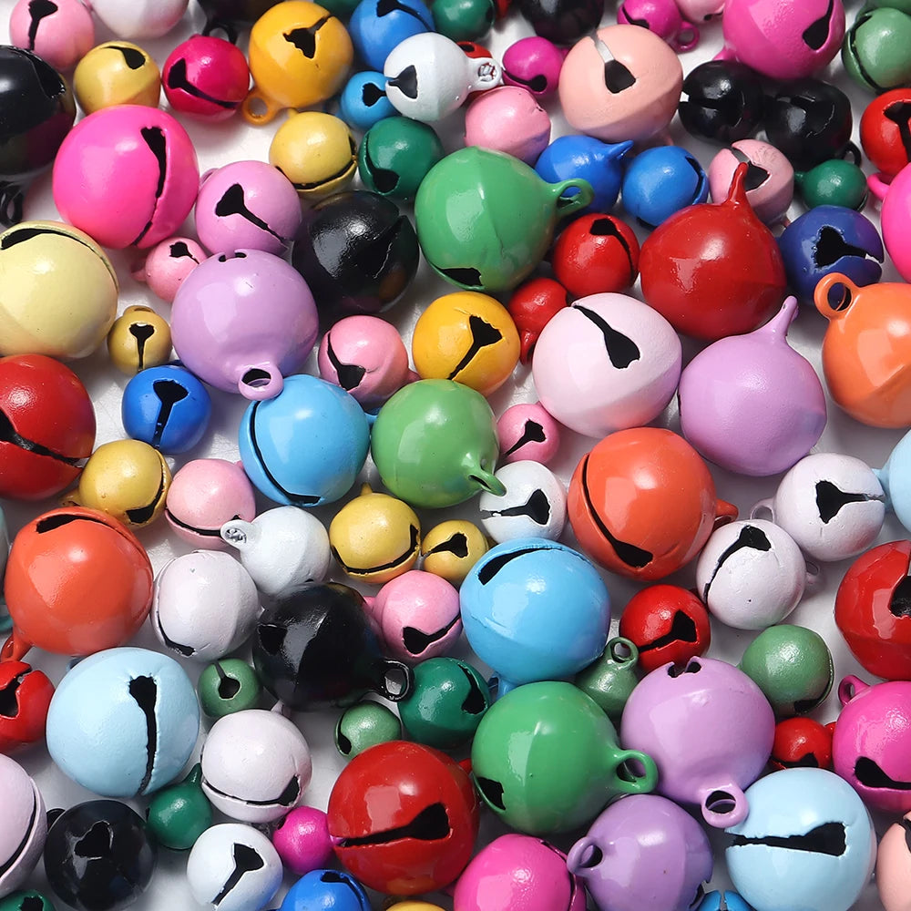 50pcs Small Jingle Bells Beads — Mixed Colors Charm Bells