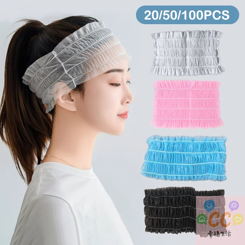 HUA HUA 20/50/100pcs Disposable Spa Headbands Soft Non- Elastic Facial Hair Bands For Sauna, Facial Cleansing, Skincare & Makeup