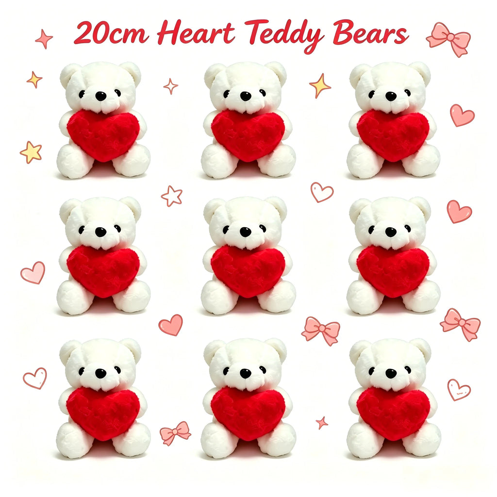 Teddy Bear With Heart Plush White Bear Holding Heart Gifts for Valentine's Day Wedding Giving Romantic Love Toys Gift
