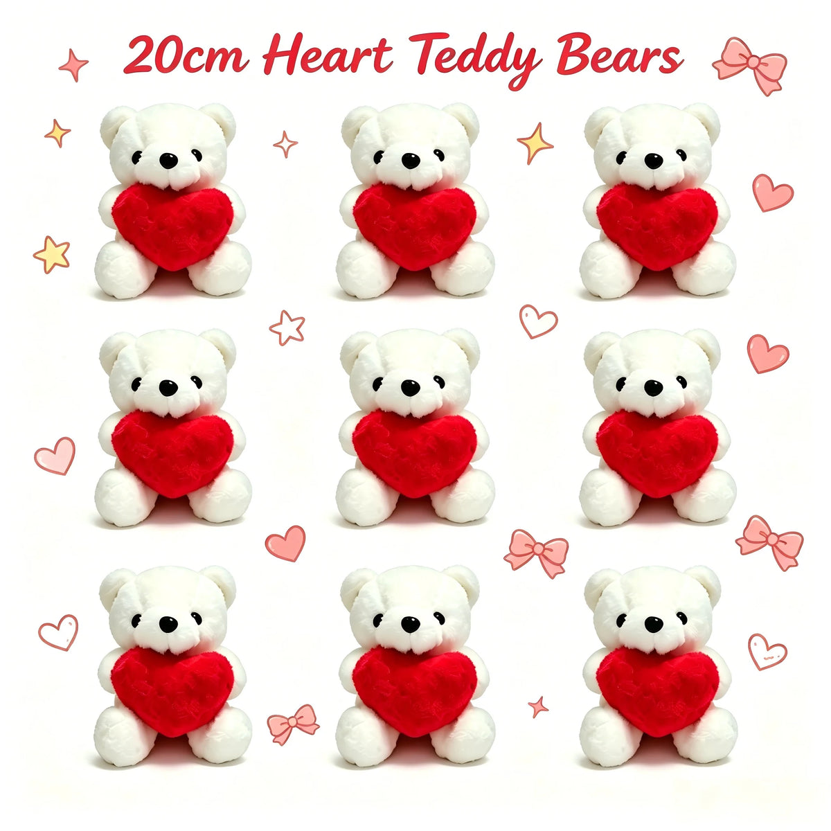 Teddy Bear With Heart Plush White Bear Holding Heart Gifts for Valentine's Day Wedding Giving Romantic Love Toys Gift