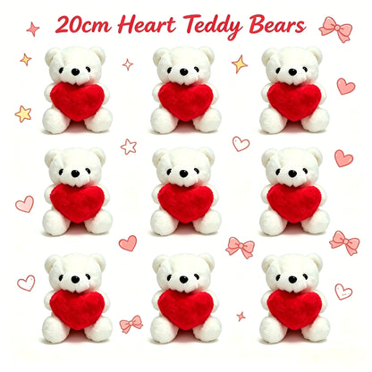 Teddy Bear With Heart Plush White Bear Holding Heart Gifts for Valentine's Day Wedding Giving Romantic Love Toys Gift