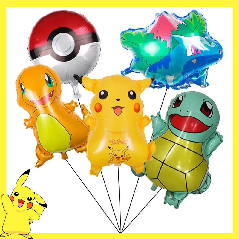 Pokemon Birthday Party Decoration Pikachu Disposable Tableware Cup Napkin Plate Tablecloth Baby Shower Cake Topper Flag Balloons