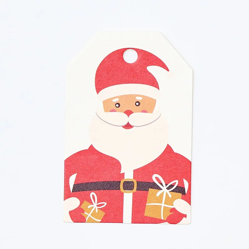 100Pcs Merry Christmas DIY Kraft Tags Labels Gift Wrapping Paper Hang Tags Santa Claus Paper Cards Xmas Party Supplies