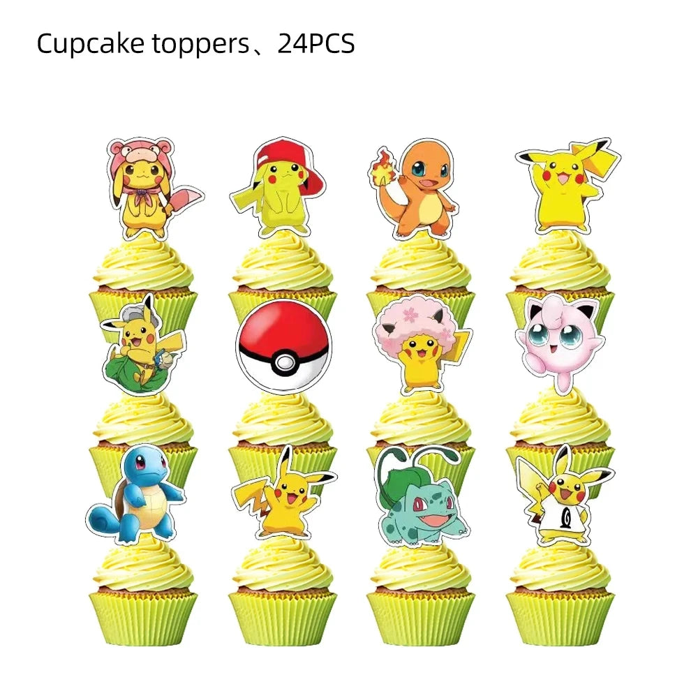 Topper Pokemon Cake Birthday Pokemon Decoration Cake Topper Pikachu Cupcake Topper Baby Shower Baking DIY Supplies Party Favors