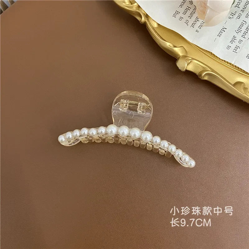 Elegant Hyperbole Big Pearls Acrylic Hair Claw Clips