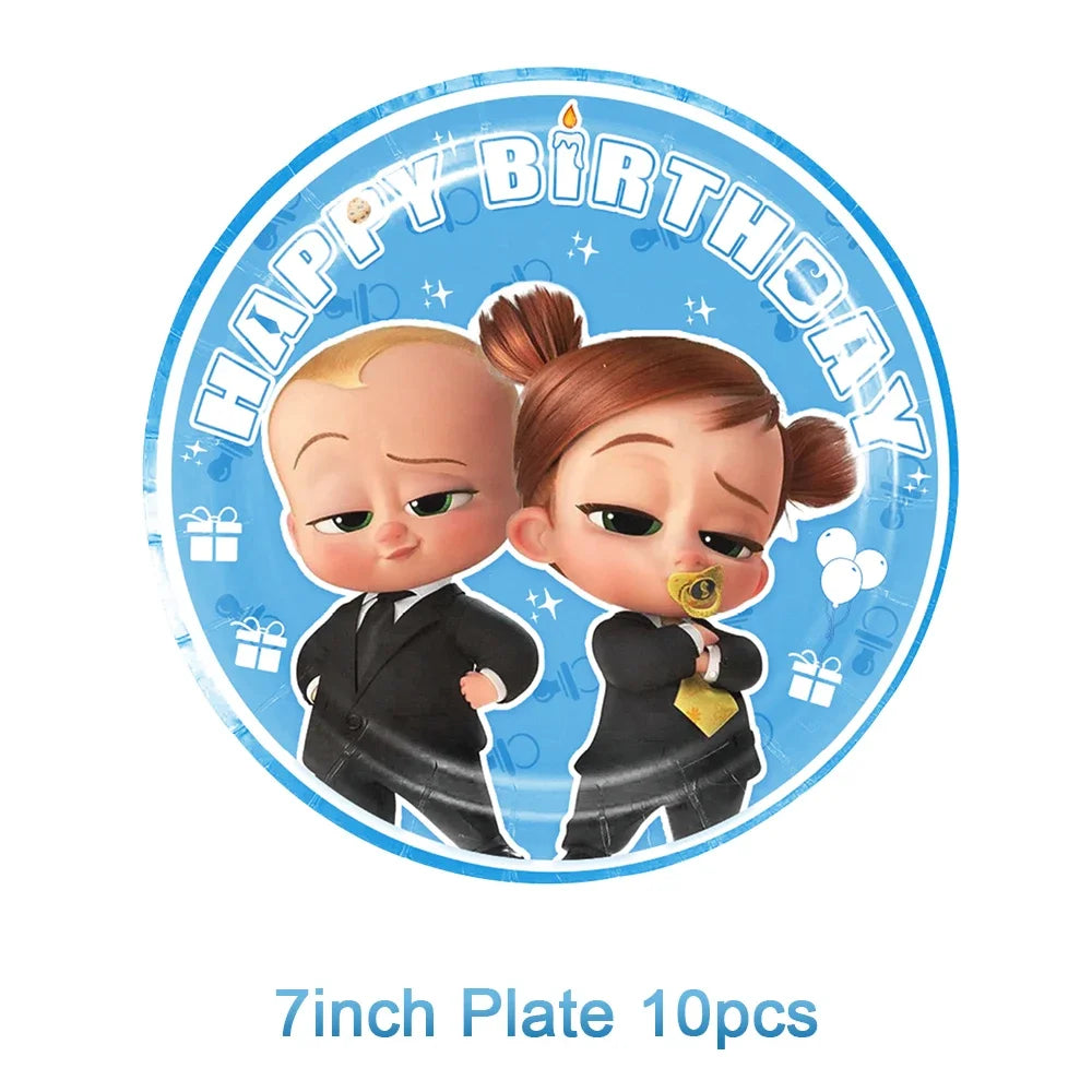 Bossed Baby Birthday Party Decoration Tableware Plates Cups Napkins Hat Balloon Baby Shower Kids Party Favors Party Supplies Kit
