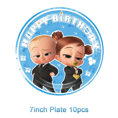 Bossed Baby Birthday Party Decoration Tableware Plates Cups Napkins Hat Balloon Baby Shower Kids Party Favors Party Supplies Kit