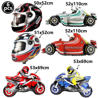 Racing Car Balloon Traffic Cone Balloon Tire Wheel Balloons Black White Checkered Race car Theme Kids Birthday party Decorations