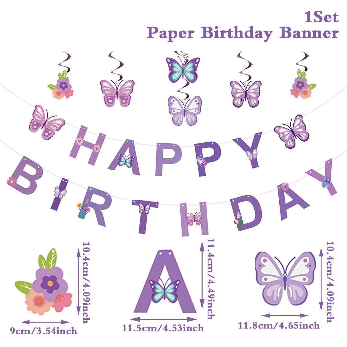 Pink Happy Birthday Banner With Butterflies