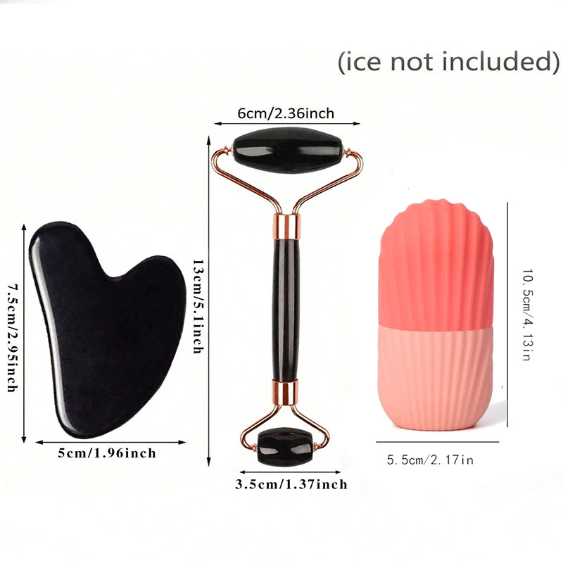 1/2/3pcs Ice Face Roller Facial Skincare Ice Roller Set,Facial Roller GuaSha FaceTool Set,Face Massage Roller Lifting