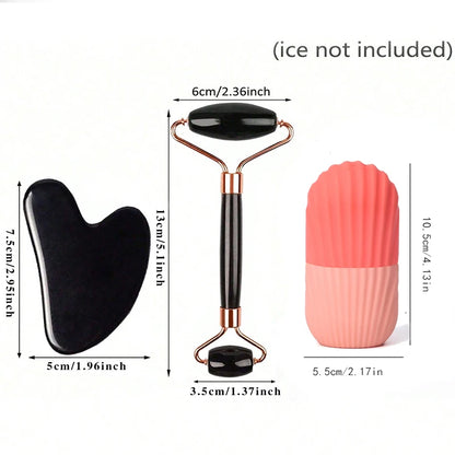 1/2/3pcs Ice Face Roller Facial Skincare Ice Roller Set,Facial Roller GuaSha FaceTool Set,Face Massage Roller Lifting