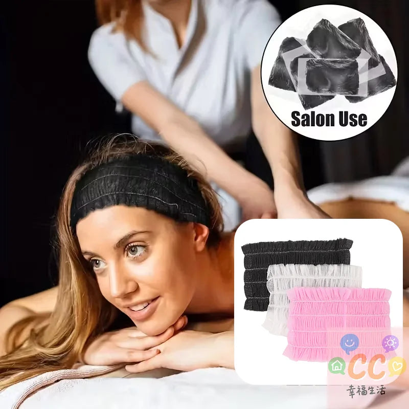 HUA HUA 20/50/100pcs Disposable Spa Headbands Soft Non- Elastic Facial Hair Bands For Sauna, Facial Cleansing, Skincare & Makeup