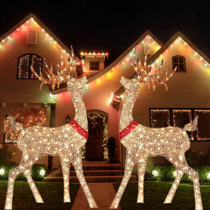 Lighted Christmas Deer — Sleigh Outdoor Yard Decoration