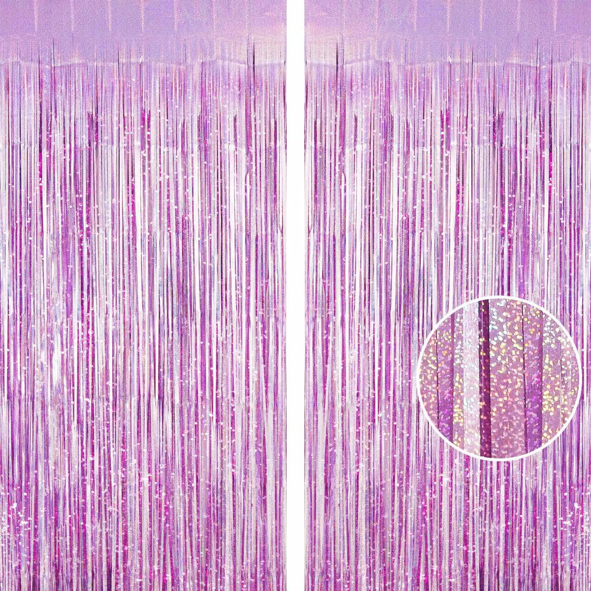 2Pcs Party Backdrop Curtains Metallic Foil Tinsel Curtain Glitter Foil Fringe Curtain Birthday Wedding Party Decoration Supplies