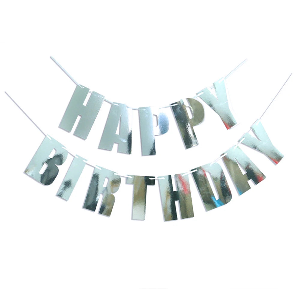Happy Birthday Banners Gold Pink Letters Flag Banner Hanging Ornament Spiral Decoration for Kids Birthday Party Decor Supplies