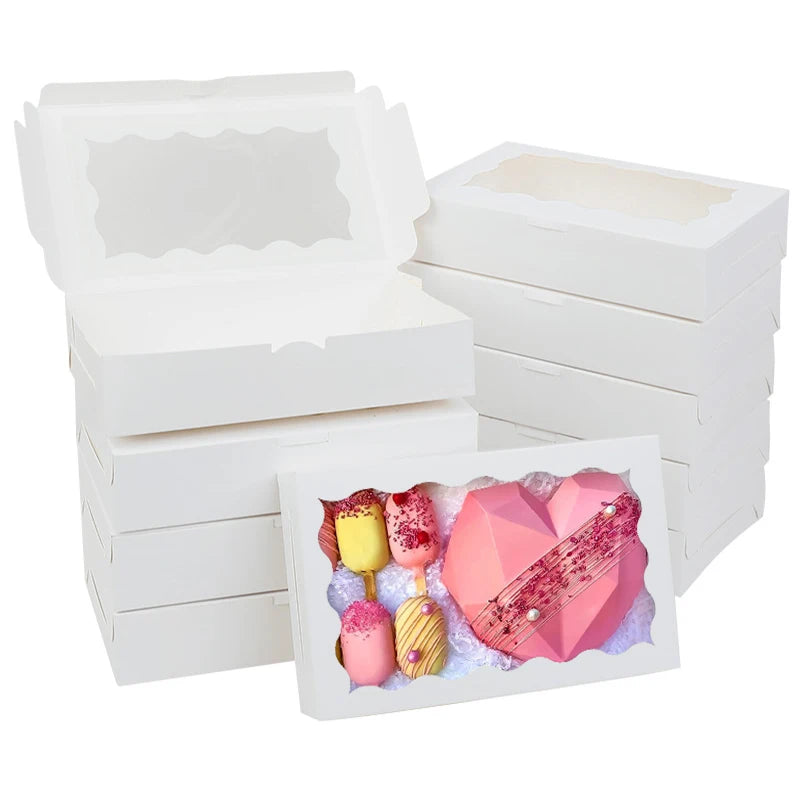 5-20pcs Gift Boxes With Window Birthday Party Chocolate Candy Cookie Gift Packaging Wedding Supplies Baby Shower Christmas Decor